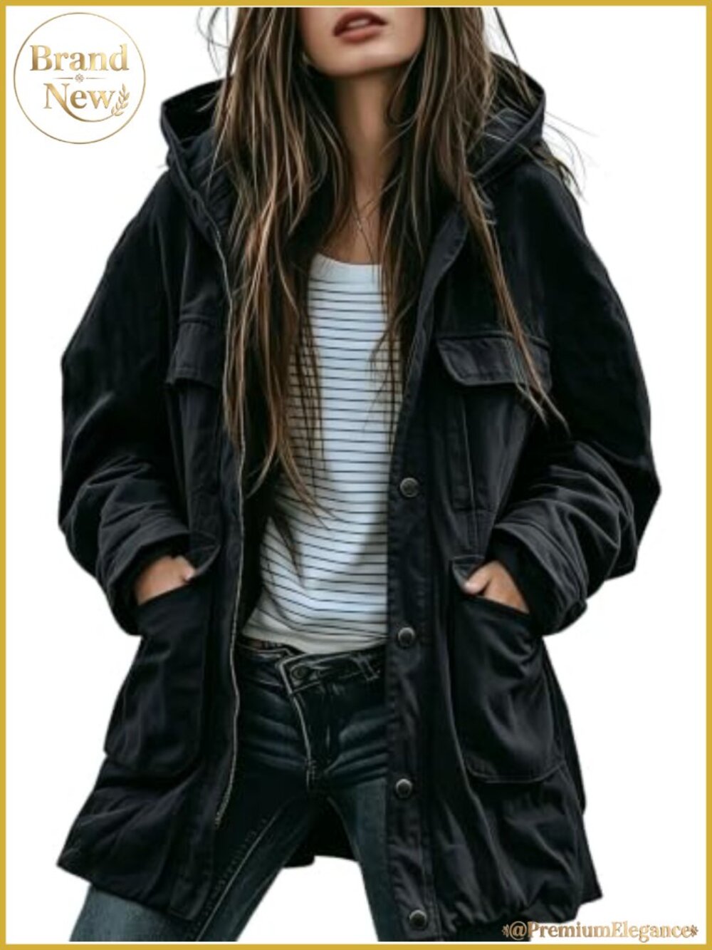 Hooded Cotton Safari Jacket Zip Up Trench Military Anorak Outerwear